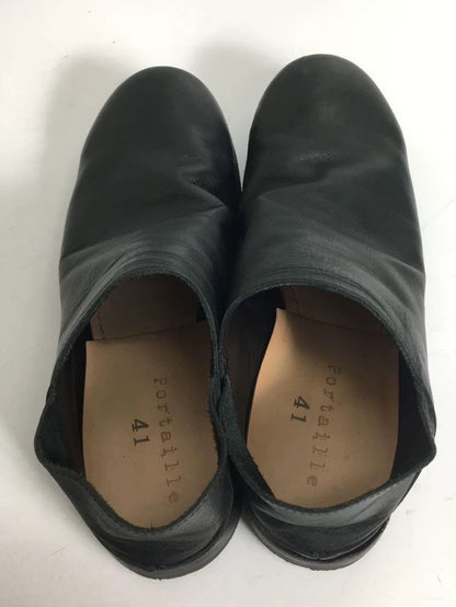 Black Leather Slip-On Shoes