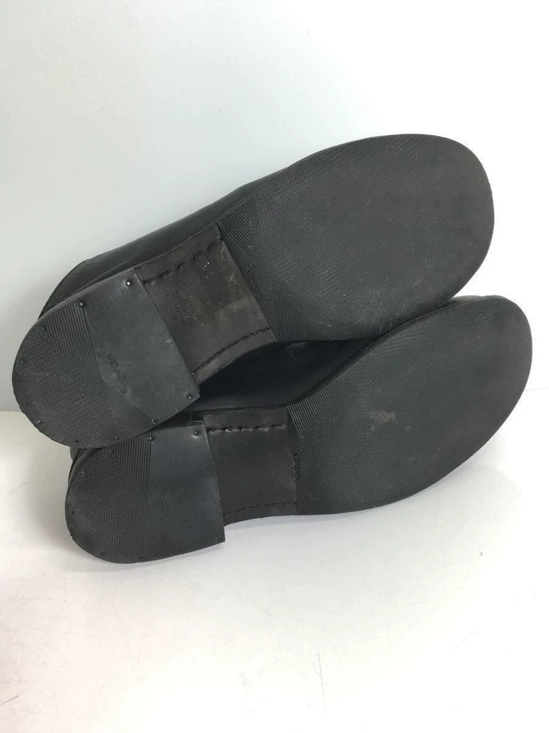 Black Leather Slip-On Shoes