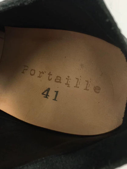 Black Leather Slip-On Shoes