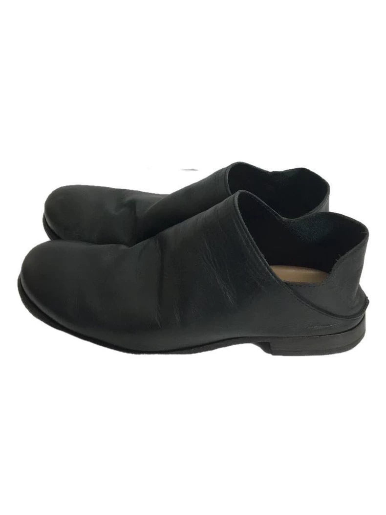 Black Leather Slip-On Shoes