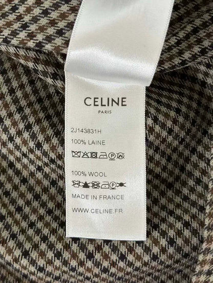 Celine Houndstooth Pleated Skirt