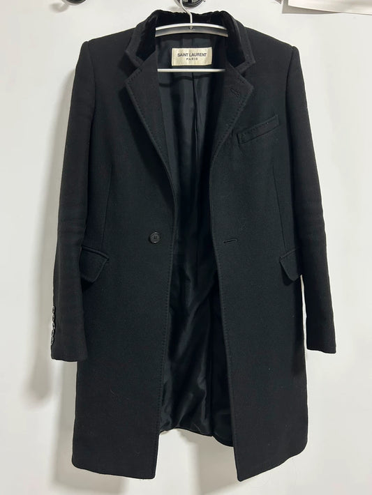 Saint Laurent Velvet Collar Wool Coat