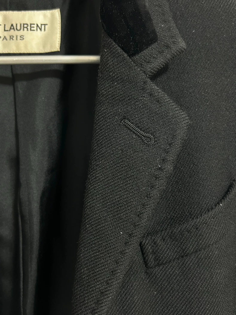 Saint Laurent Velvet Collar Wool Coat