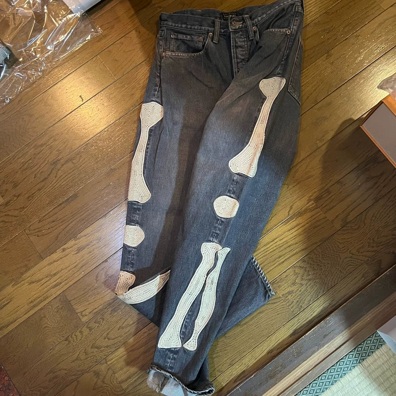 Kapital Bone Embroidery Denim Pants