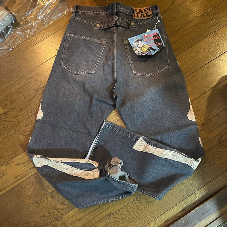 Kapital Bone Embroidery Denim Pants