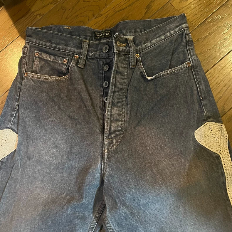 Kapital Bone Embroidery Denim Pants