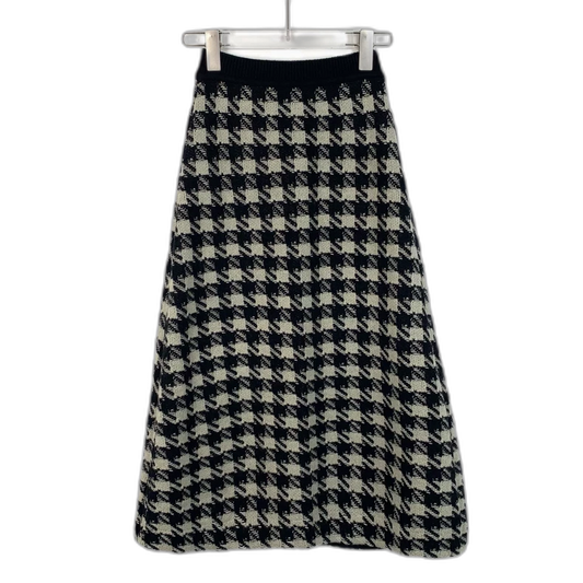 Gucci Colorblock Houndstooth Knit Skirt