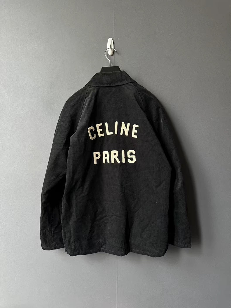 Celine Black Corduroy Zip-Up Jacket