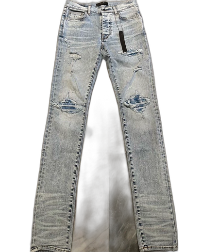 Amiri Light Blue Denim Pants with Distressing