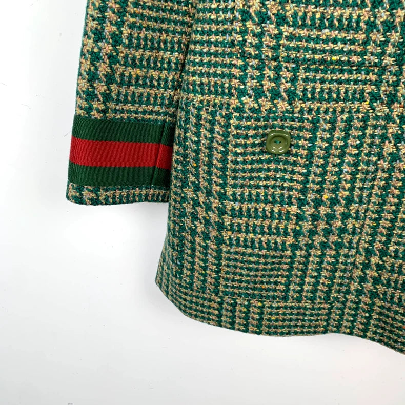 Gucci Green Houndstooth Wool Coat