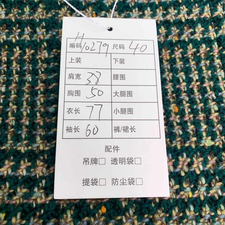 Gucci Green Houndstooth Wool Coat