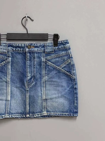 Blue Denim Mini Skirt by Saint Laurent Paris