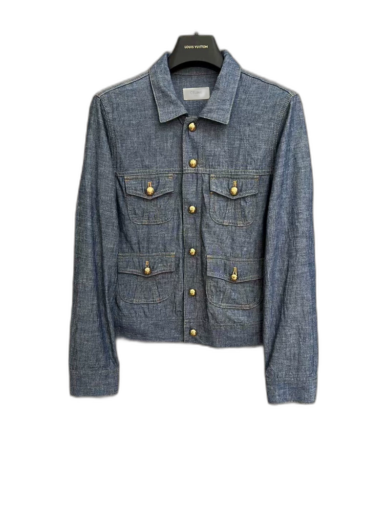 Celine Light Denim Jacket with Gold Buttons