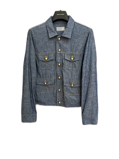 Celine Light Denim Jacket with Gold Buttons