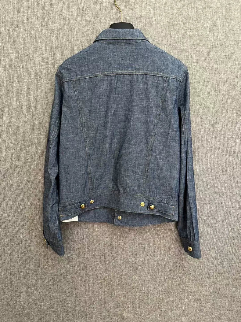 Celine Light Denim Jacket with Gold Buttons