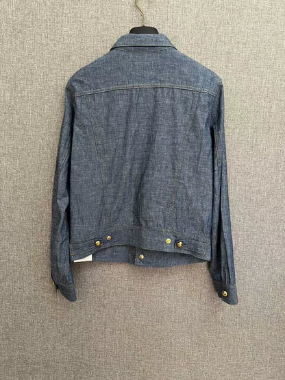 Celine Light Denim Jacket with Gold Buttons