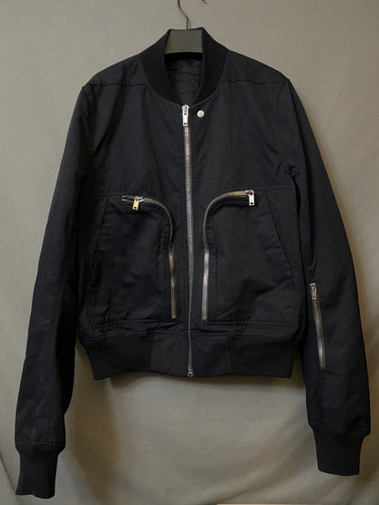 Rick Owens Black Bomber Jacket with Pockets-yf