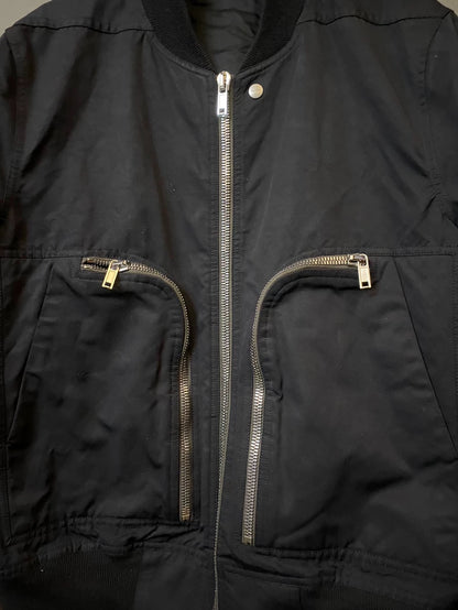 Rick Owens Black Bomber Jacket with Pockets-yf