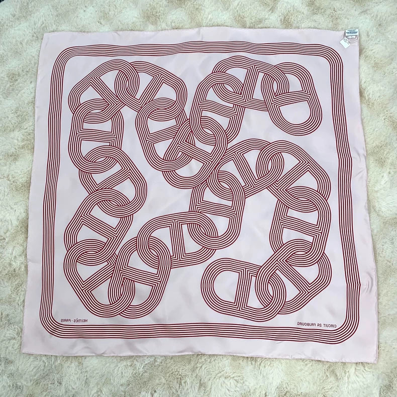 Hermes Pink Silk Scarf with Print