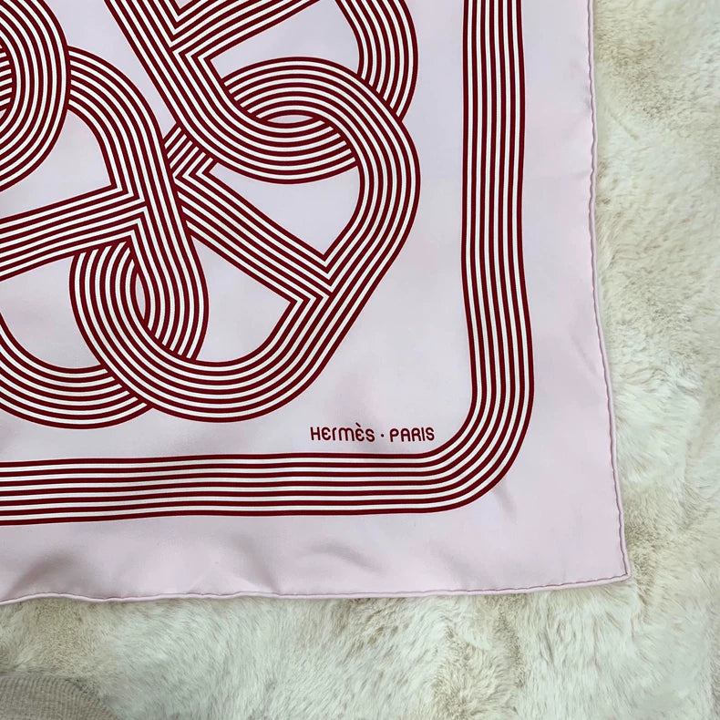 Hermes Pink Silk Scarf with Print