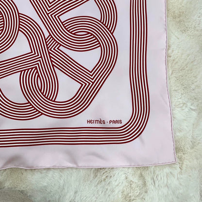 Hermes Pink Silk Scarf with Print