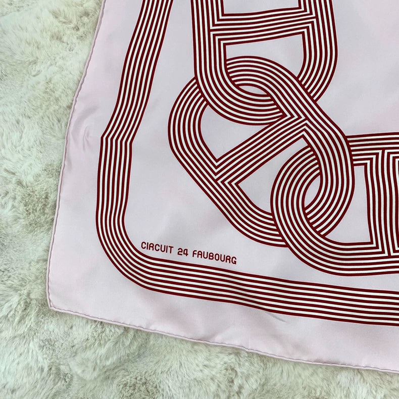 Hermes Pink Silk Scarf with Print