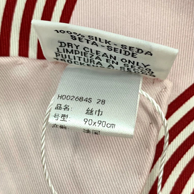 Hermes Pink Silk Scarf with Print