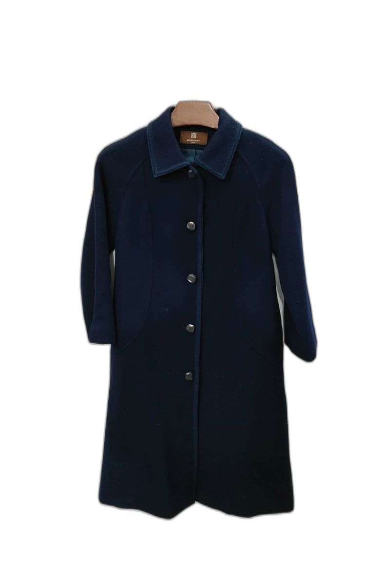 Givenchy Long Blue Alpaca Wool Coat