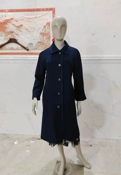 Givenchy Long Blue Alpaca Wool Coat