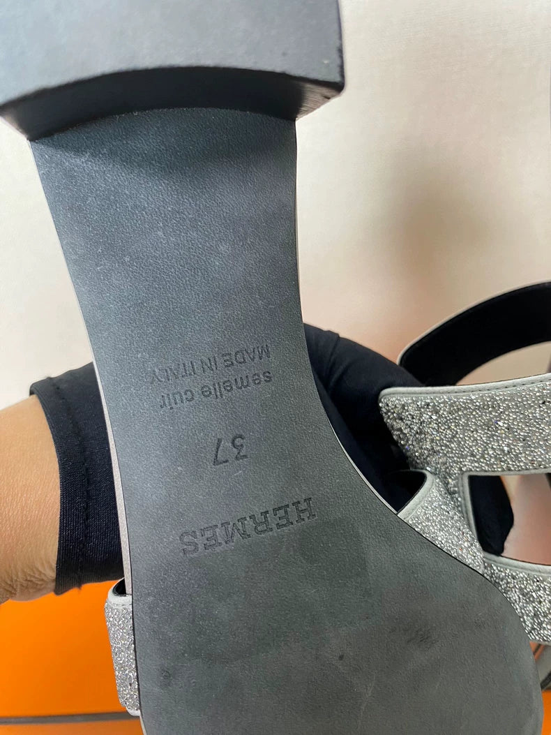 Hermes Slippers With Glittered Design