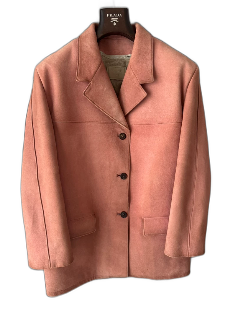 Pink Vintage Suede Leather Jacket