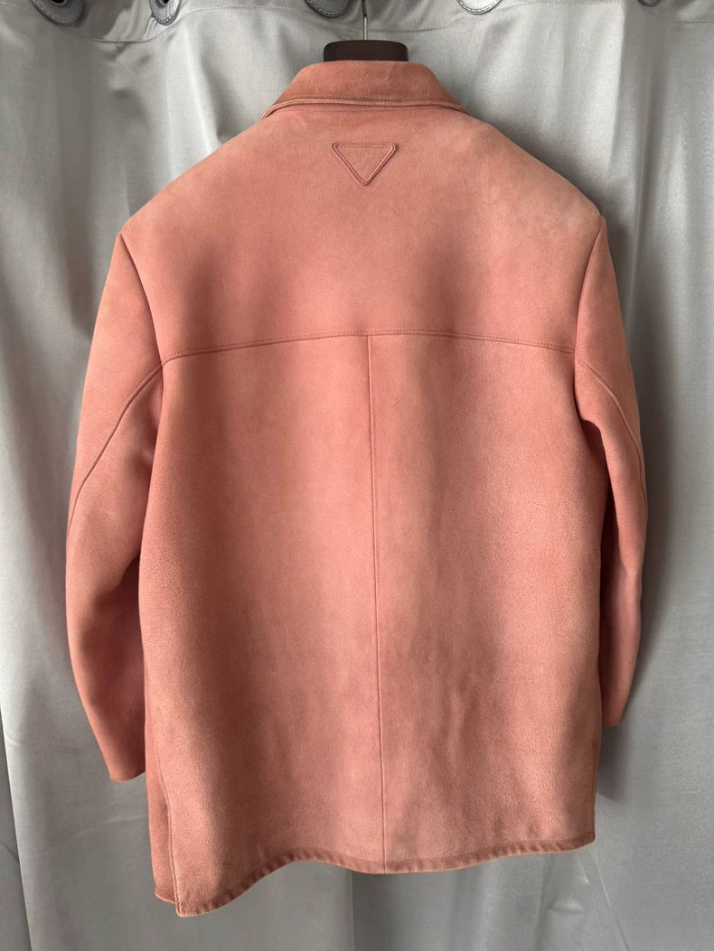 Pink Vintage Suede Leather Jacket