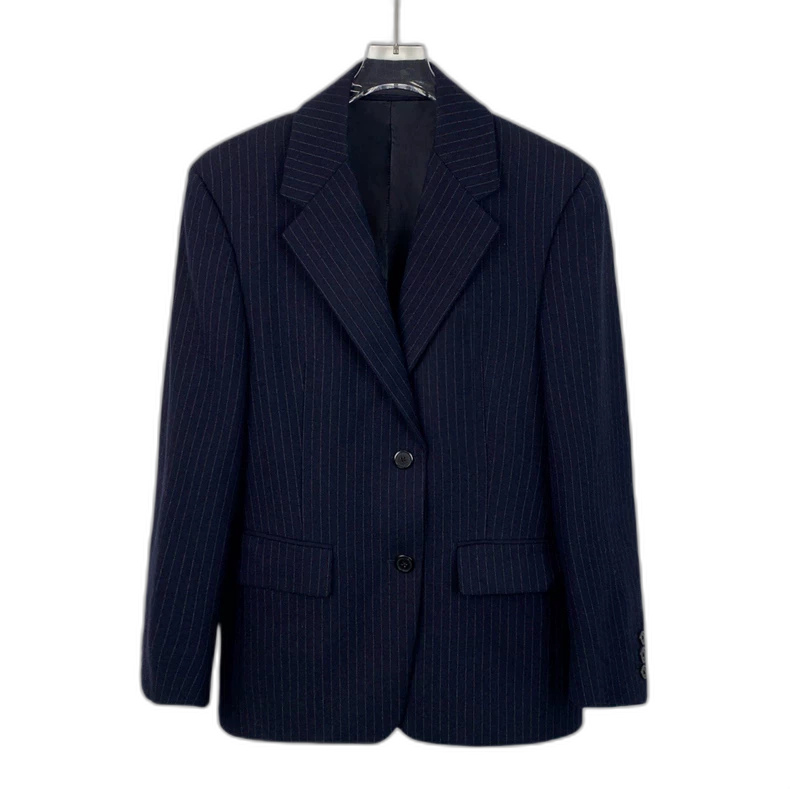 Prada Navy Striped Wool Blazer