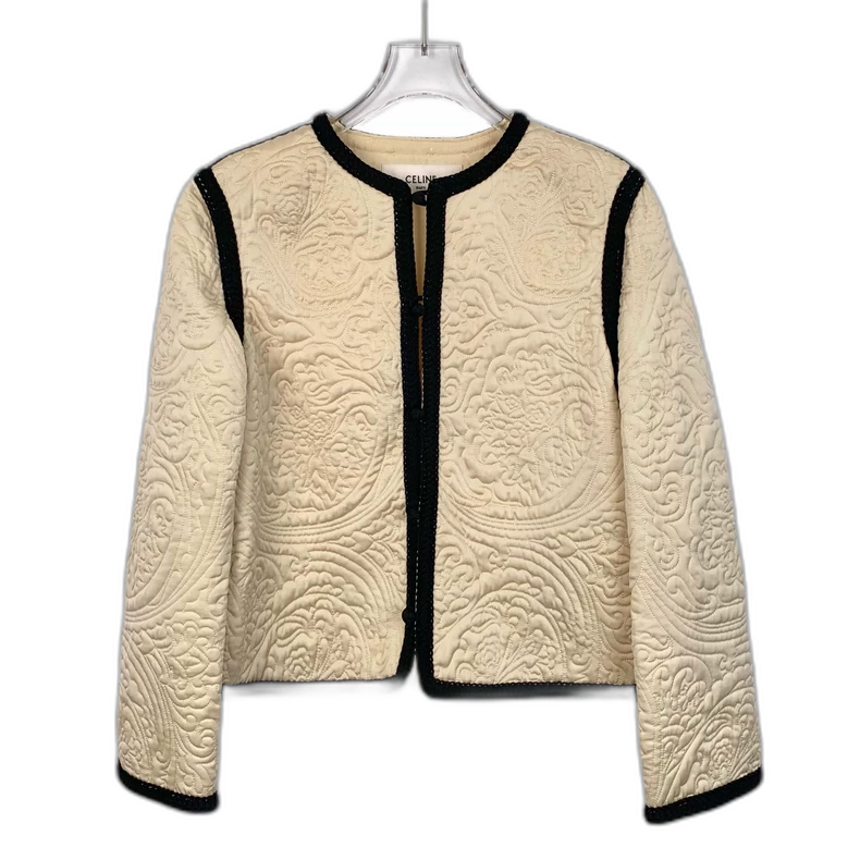 Celine Khaki Silk Satin Quilted Jacket