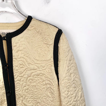 Celine Khaki Silk Satin Quilted Jacket