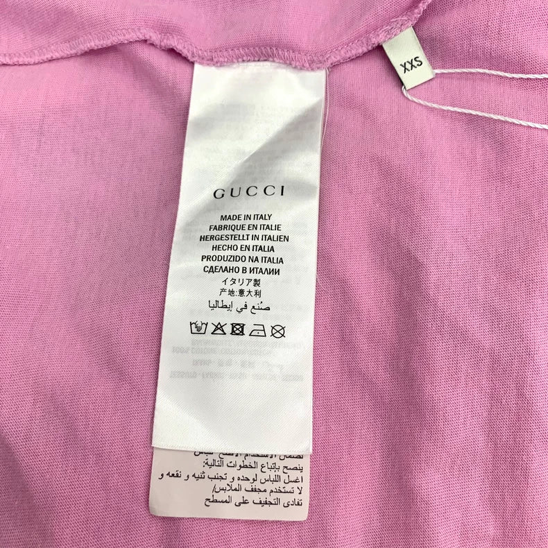Gucci Pink Cat Print Cotton T-Shirt