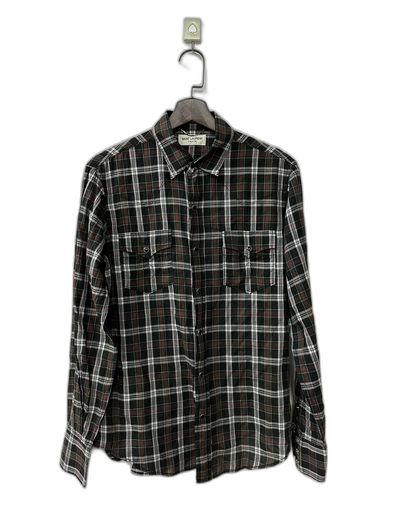 Saint Laurent SLP Plaid Button-Up Shirt
