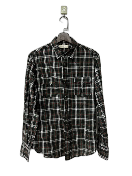 Saint Laurent SLP Plaid Button-Up Shirt