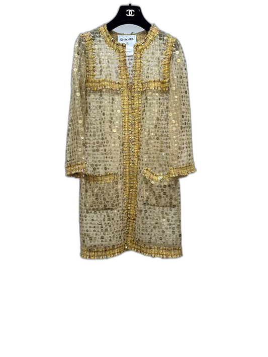 Chanel Gold Sheer Fringe Sequined Top