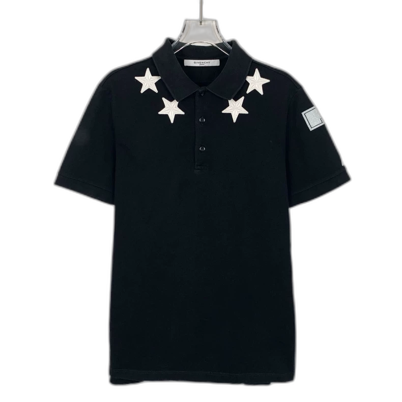 Givenchy Black Star Embroidered Polo Shirt