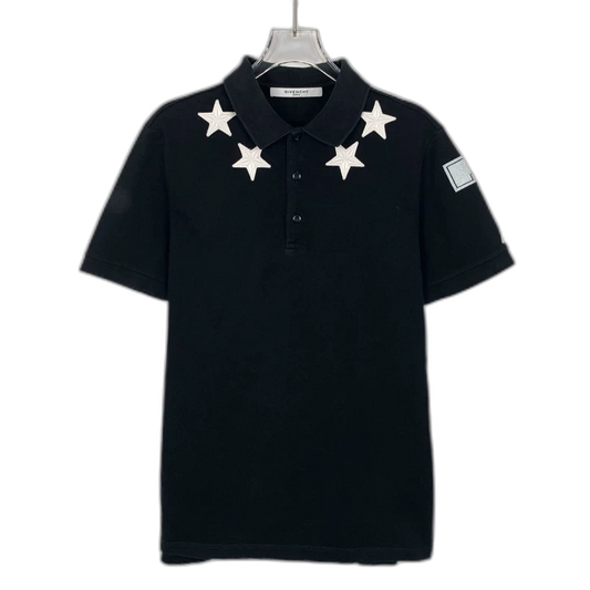 Givenchy Black Star Embroidered Polo Shirt