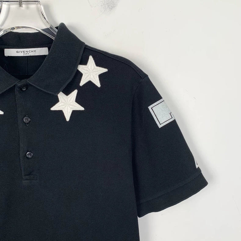 Givenchy Black Star Embroidered Polo Shirt