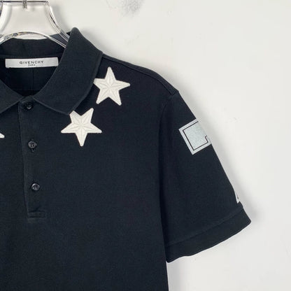 Givenchy Black Star Embroidered Polo Shirt