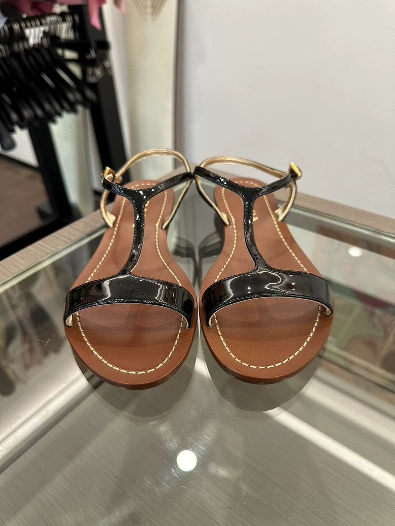 Prada Black Patent Leather Sandals