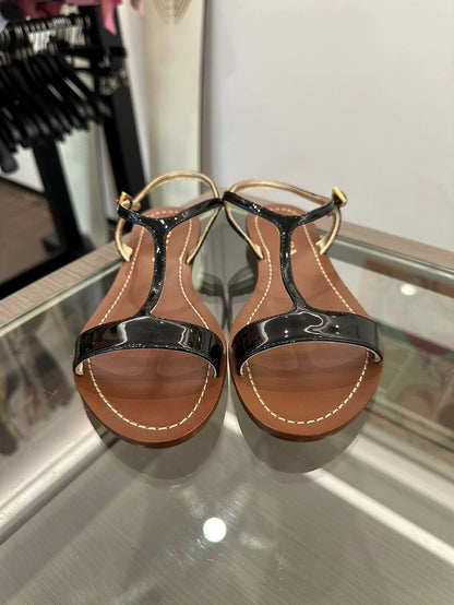 Prada Black Patent Leather Sandals