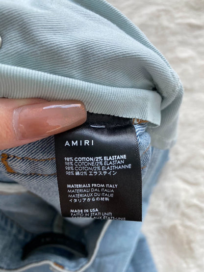 Amiri Blue Leopard Print Patchwork Jeans