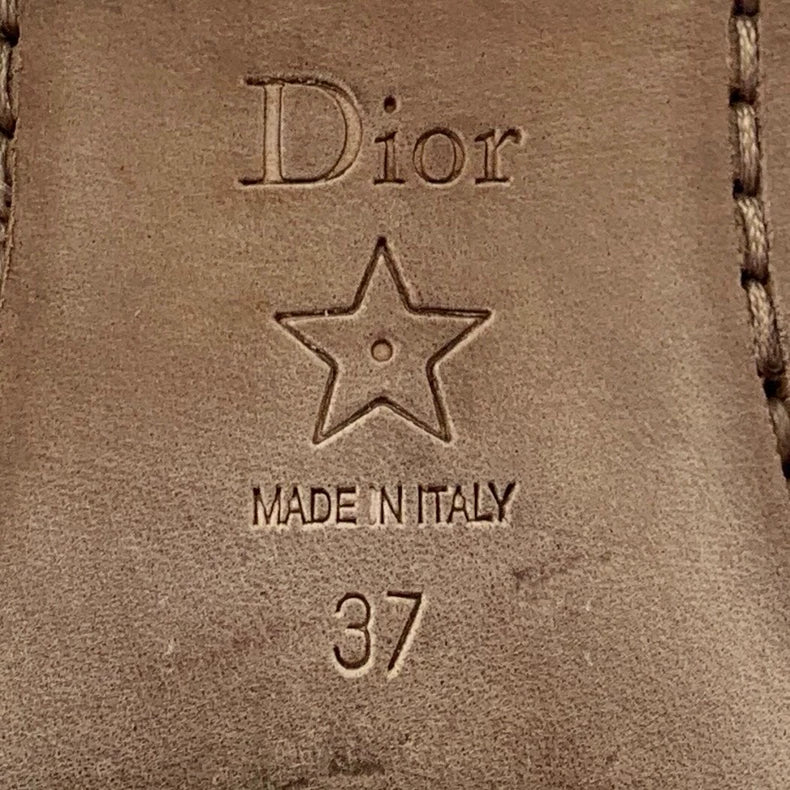 Dior Black Gray Logo Leather Loafers