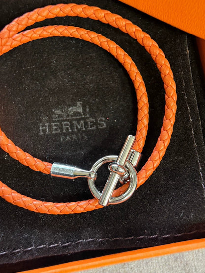 Hermes Double Loop Leather Bracelet-yf