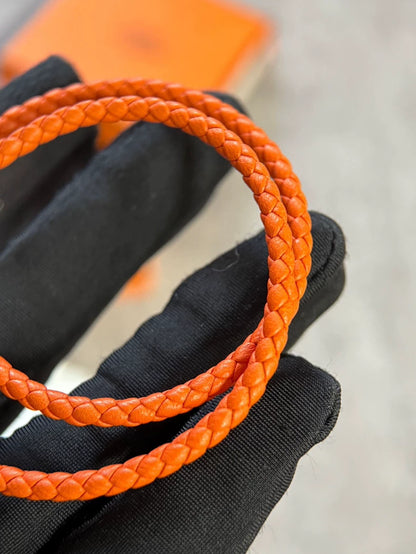 Hermes Double Loop Leather Bracelet-yf