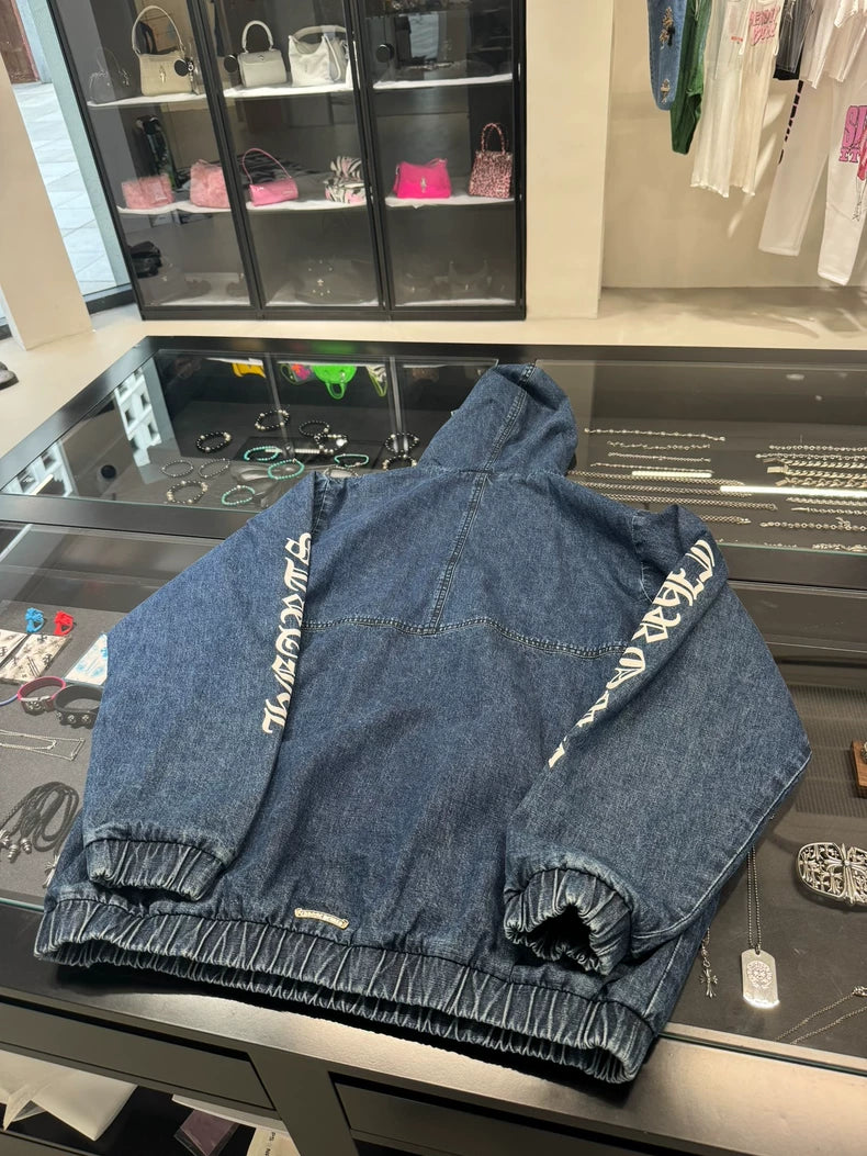 Chrome Hearts Denim Half-Zip Hoodie-yf
